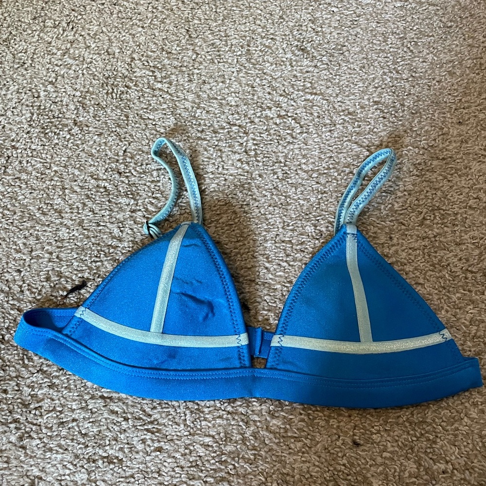 triangl blue and light blue bikini top